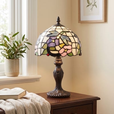 Nava Tiffany Style Stained Glass Table Lamp, Extra Small