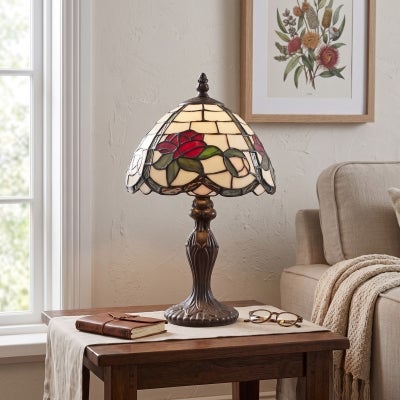 Lola Tiffany Style Stained Glass Table Lamp, Extra Small
