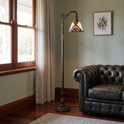 Alicia Tiffany Style Stained Glass Downbridge Floor Lamp