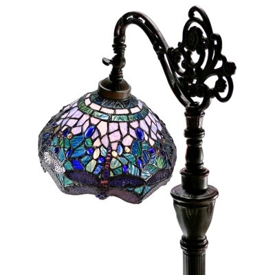 Haines Tiffany Style Stained Glass Downbridge Floor Lamp