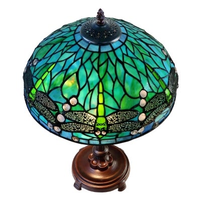 Sylvia Dragonfly Tiffany Style Stained Glass Table Lamp, Medium