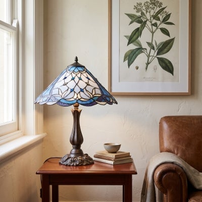 Talia Tiffany Style Stained Glass Table Lamp, Large
