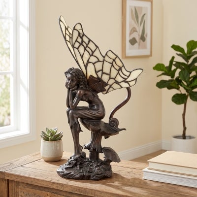 Fairy Figurine Decor Lamp, Sitting, Dark Bronze