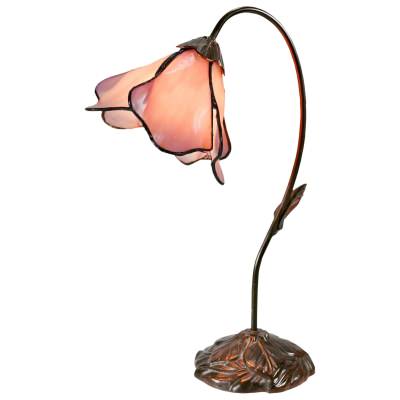 Lily of The Valley Tiffany Style Stained Glass Flower Table Lamp, Single Shade, Pink