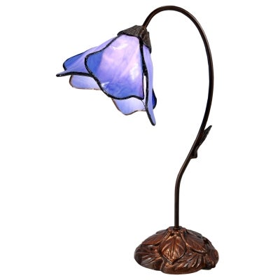 Lily of The Valley Tiffany Style Stained Glass Flower Table Lamp, Single Shade, Blue