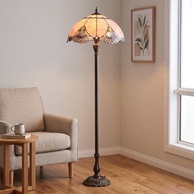 Memphis Tiffany Style Stained Glass Floor Lamp, Blush
