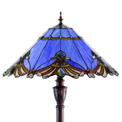Benita Tiffany Style Stained Glass Floor Lamp, Periwinkle