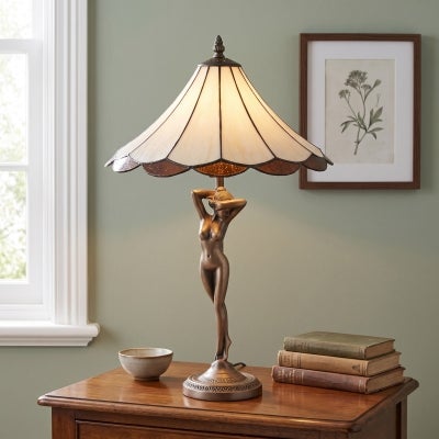 Florence Tiffany Style Stained Glass Figurine Table Lamp