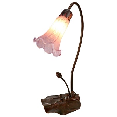 Lily Tiffany Style Stained Glass Flower Table Lamp, Single Shade, Purple