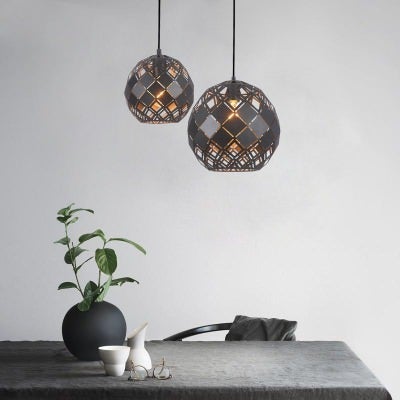 Tuile Tiled Iron Pendant Light, Large, Black