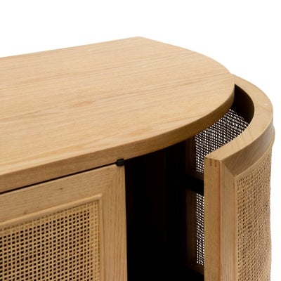 Molfetta Ashwood Timber 6 Door Curved TV Unit, 220cm, Natural