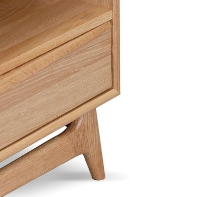 Oksby American White Oak Timber 2 Drawer TV Unit, 150cm, Natural