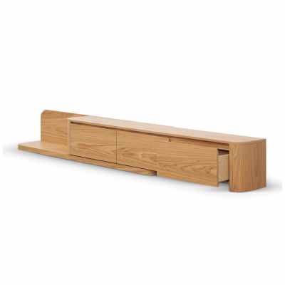 Amourin Wooden Extendable 3 Drawer TV Unit, 200-370cm, Natural