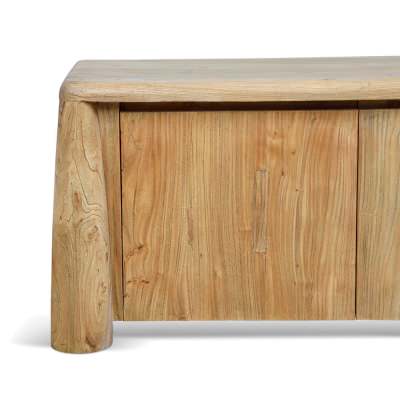 Kalira Reclaimed Elm Timber 4 Door TV Unit, 203cm