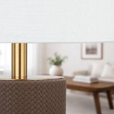 Valda Vegan Leather & Iron Base Table Lamp, Brown