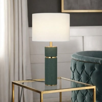 Valda Vegan Leather & Iron Base Table Lamp, Green