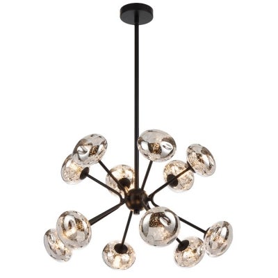 Varlin Iron & Mirrored Glass Pendant Light, 12 Light