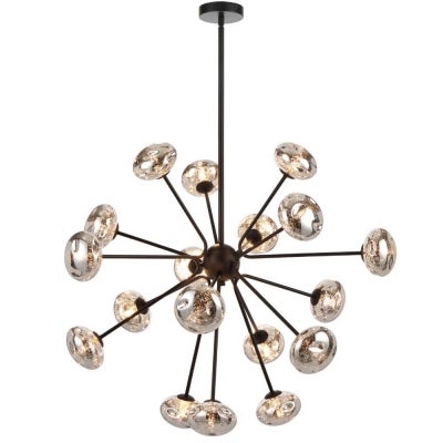 Varlin Iron & Mirrored Glass Pendant Light, 18 Light