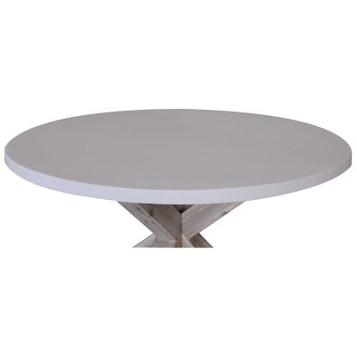 Libo Concrete & Acacia Timber Round Dining Table,120cm