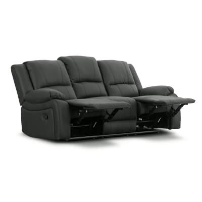 Oberon 3 Piece Rhino Fabric Manual Recliner Sofa Set, 3+1+1 Seater, Jet