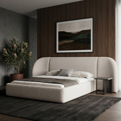 Viva Boucle Fabric Platform Bed, Queen