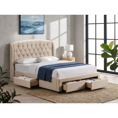 Arndell Fabric Bed with Drawers, Queen, Wheat