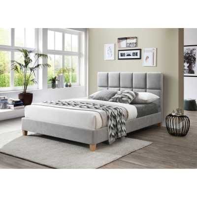 Jorvix Fabric Platform Bed, Double, Mist Grey