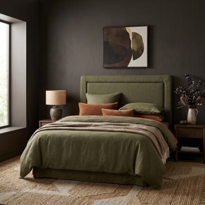 Merritt Fabric Bed Headboard, Queen, Olive