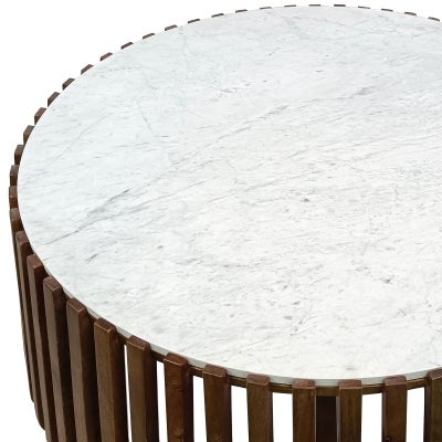 Erisen Marble & Mango Wood Round Coffee Table, 80cm