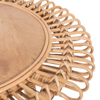 Aird Mango Wood & Rattan Round Side Table