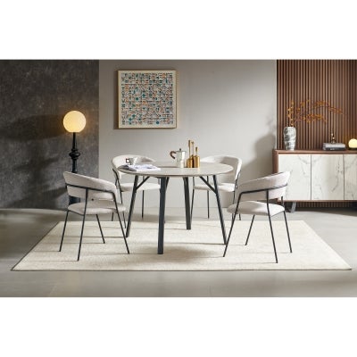 Prescott Wood & Metal Round Dining Table, 120cm