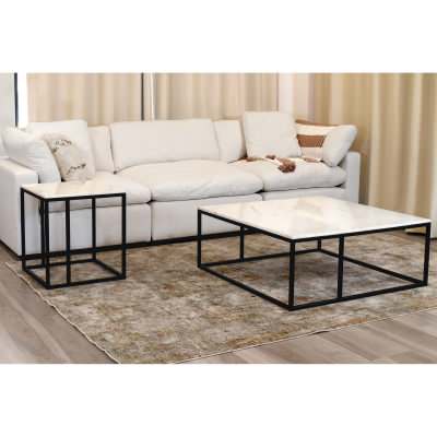 Suvex Marble & Metal Square Coffee Table, 100cm