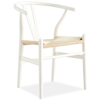 Elburn Beech Timber Replica Hans Wenger Wishbone Chair, White