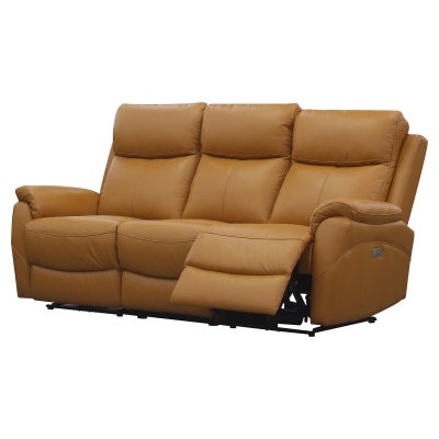 Nivlac 3 Piece Leather Electic Recliner Sofa Set, 3+1+1 Seater, Tangerine