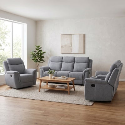 Dalron Fabric Recliner Amrchair, Steel Grey