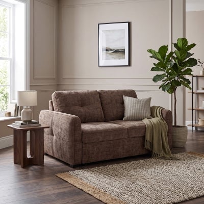 Embero Fabric Pull Out Sofa Bed, 2 Seater, Truffle
