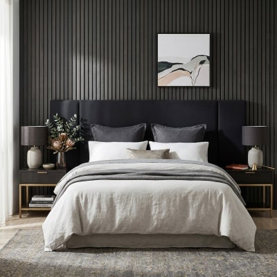 Newall Fabric Wide Bed Headboard, Queen / King, Black
