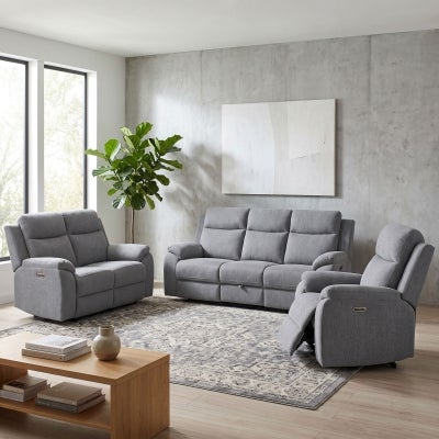 Elion Fabric Electric Recliner Armchair, Grey
