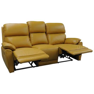 Orlen Leather Recliner Sofa, 3 Seater, Mustard