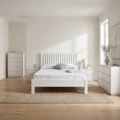 Elaris Wooden Bed, Double, White