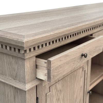 St. James Oak Timber 4 Door 4 Drawer Sideboard, 220cm, Weathered Oak