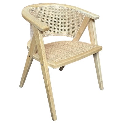 Caribbean Elm Timber & Rattan Carver Dining Chair, Natural