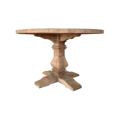 Broussey Reclaimed Elm Timber Round Pedestal Dining Table, 120cm