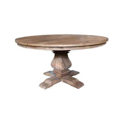 Broussey Reclaimed Elm Timber Round Pedestal Dining Table, 180cm