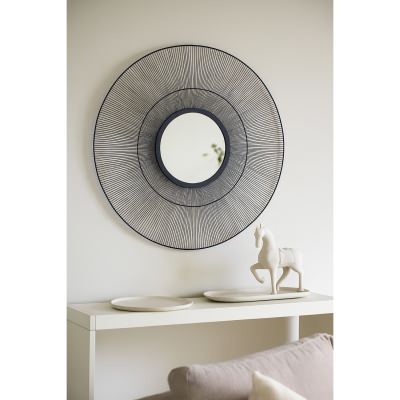 Disco Iris Metal Frame Round Wall Mirror, 90cm
