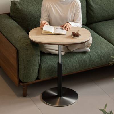 Rolmar Sintered Stone & American Walnut Timber Height Adjustable Oval Side Table