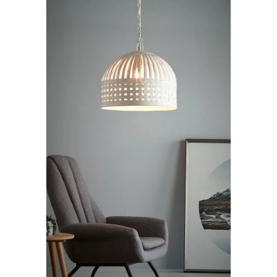 Esch Woven Metal Strips Pendant Light, Small, Vintage White