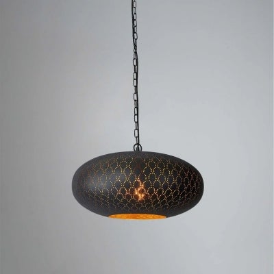 Viper Perforated Metal Ellipse Pendant Light, Black