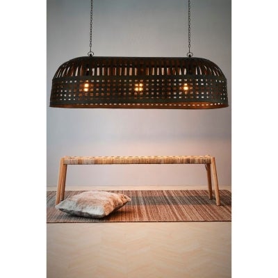 Esch Woven Metal Strips Elongated Pendant Light, Large, Antique Black