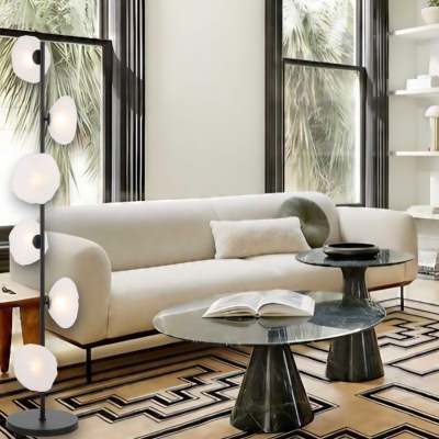 Zecca Iron & Glass Floor Lamp, Black / Opal